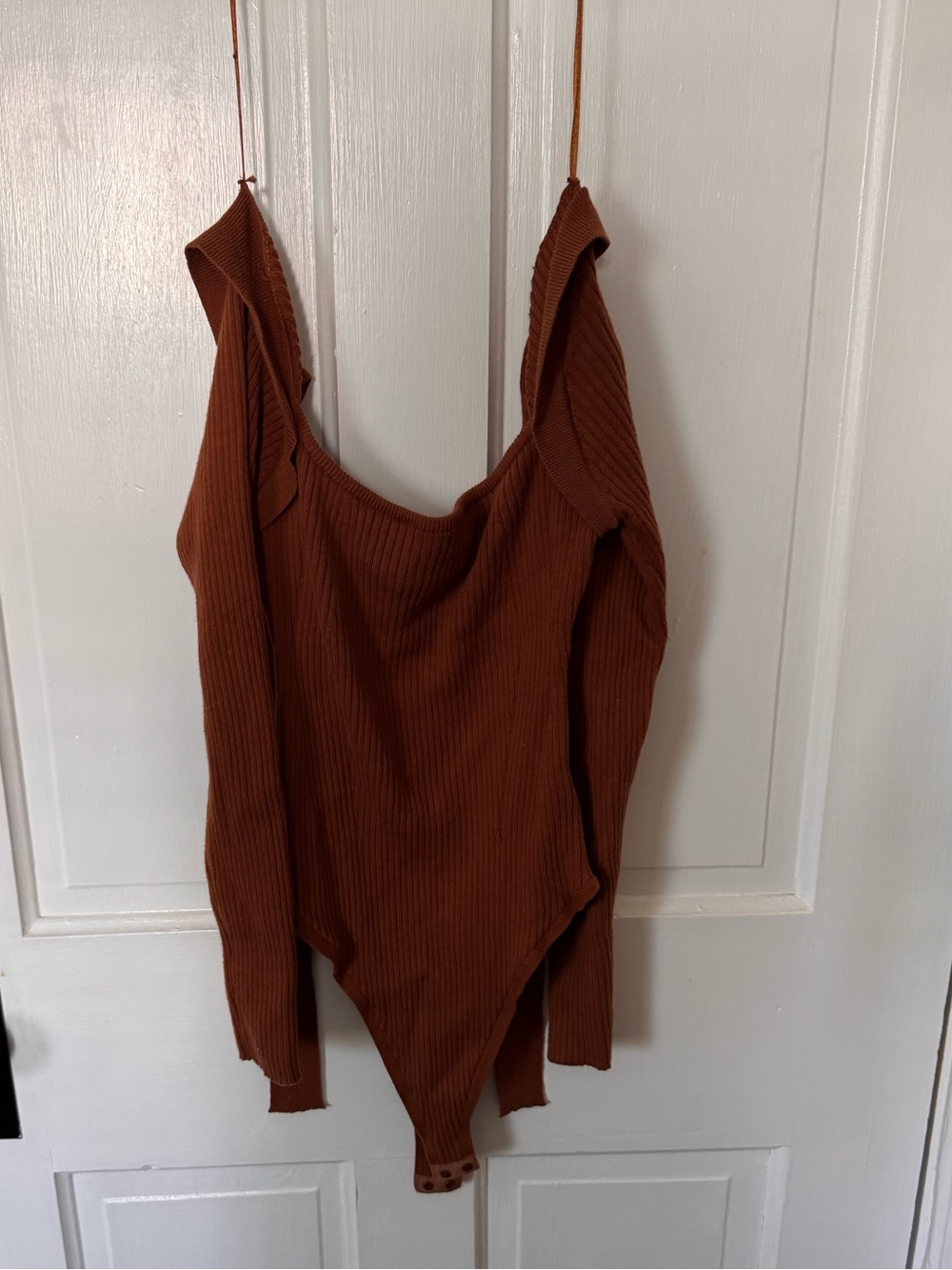 Astr Ribbed Long Sleeve Bodysuit in Rust